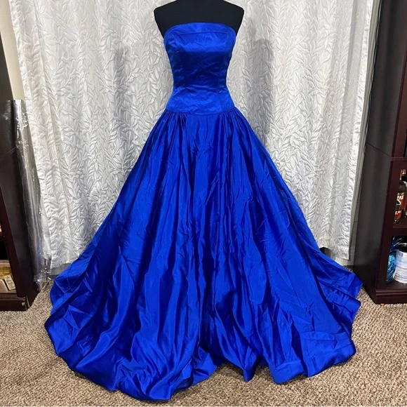 Royal blue strapless gown prom dress NWT size 2 - Picture 2 of 14